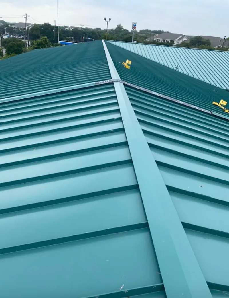 Green commercial metal roof ridge and valley for Metal Roof Repair in Laguna Hills